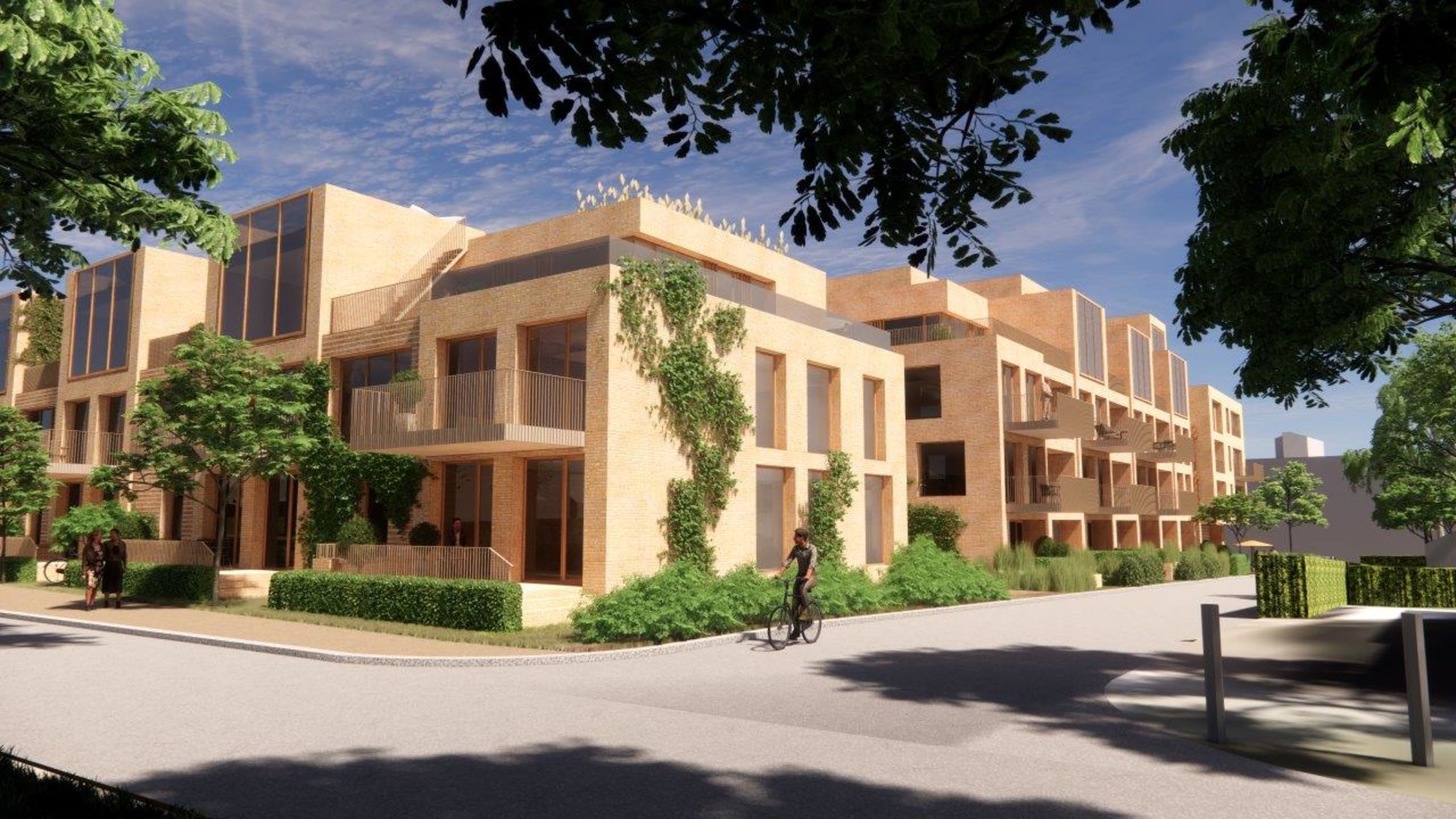 Illustrasjonsbilde av fasade fra gate utenfor leilighetsbygg